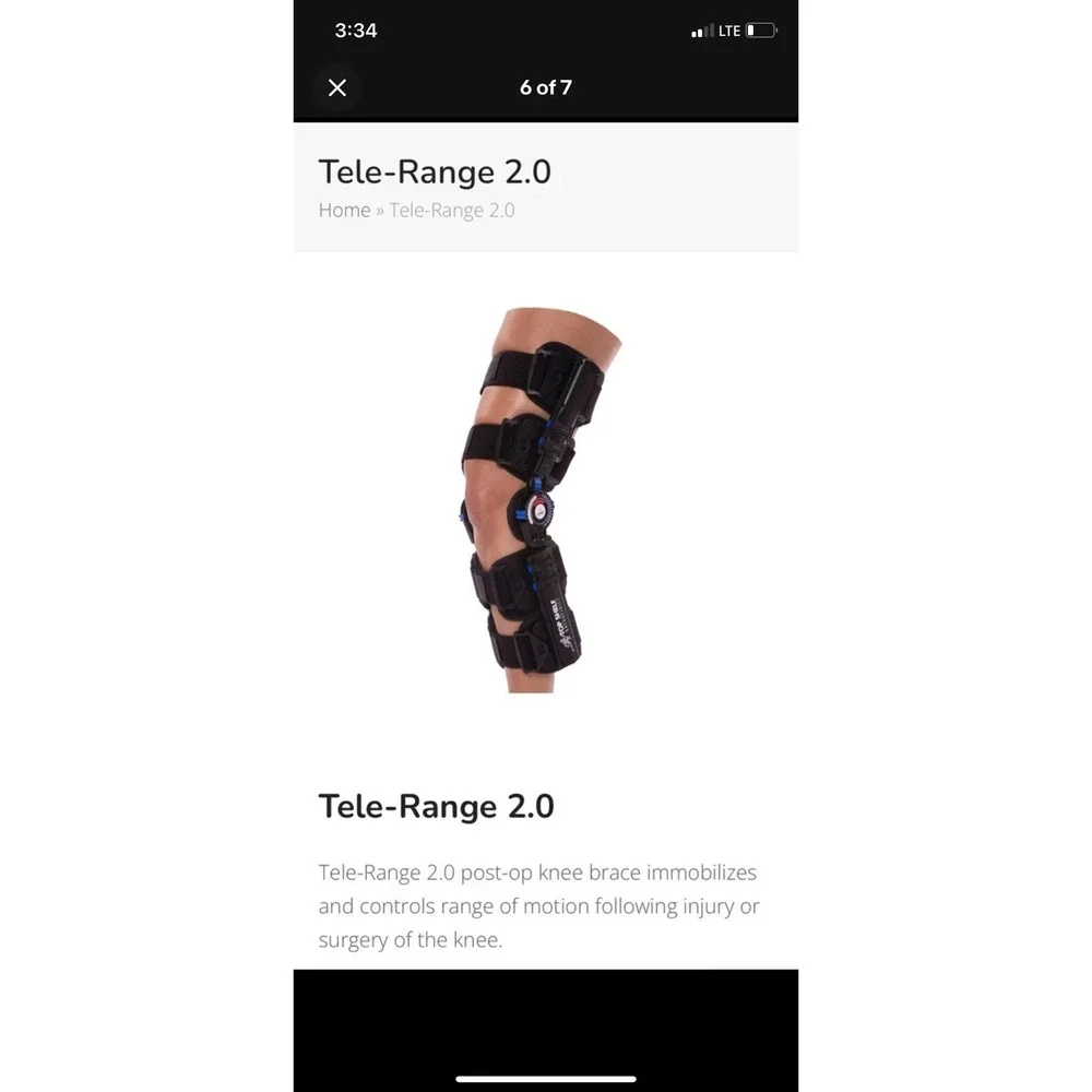 Tele-Range 2.0 Hinged Full Foam ROM Knee‎ Brace Post Op Adjustable